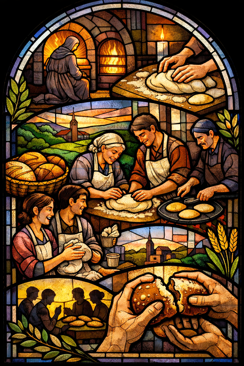 Flour. Aprons. Presence.