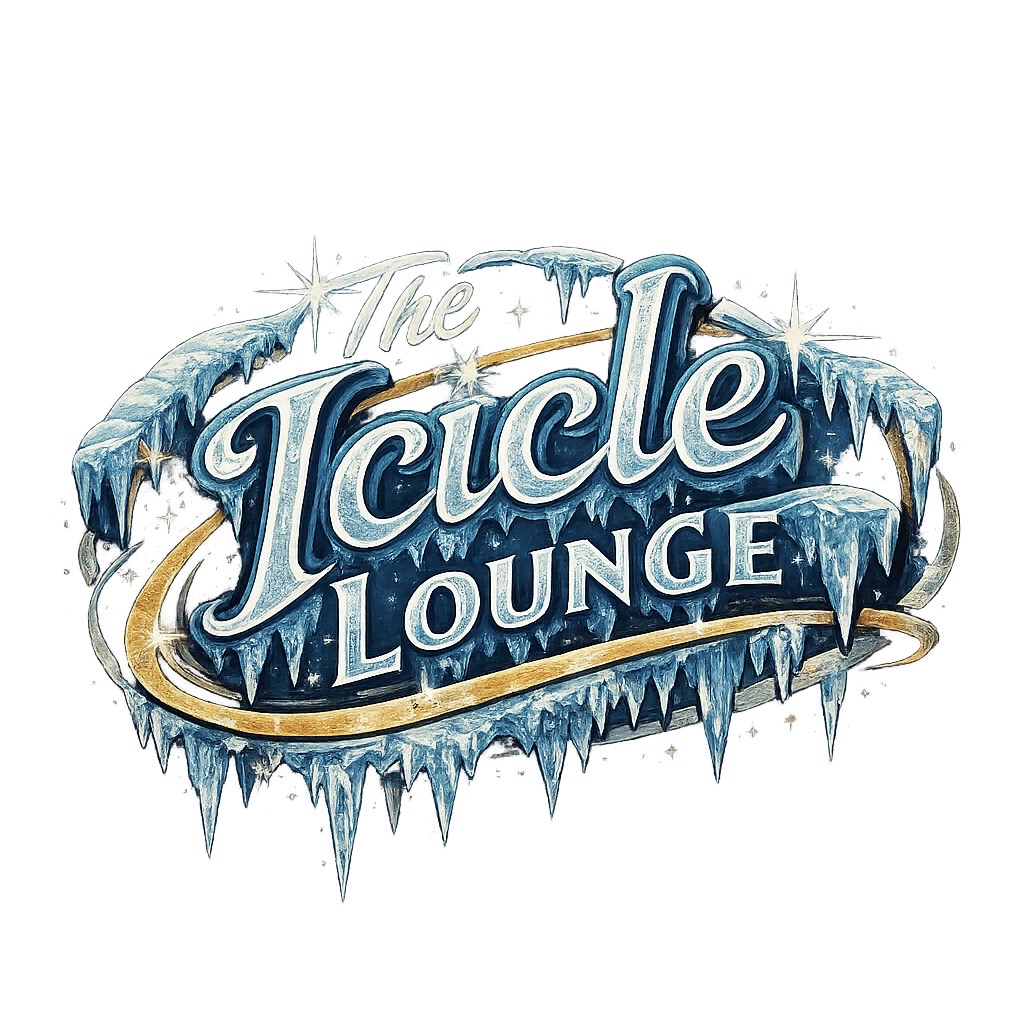 The Icicle Lounge logo with frost and icicles